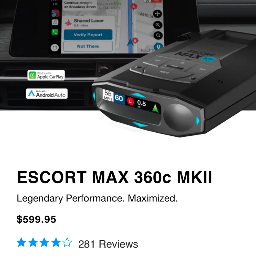 MAX 360c MKII Radar Detector - Black
